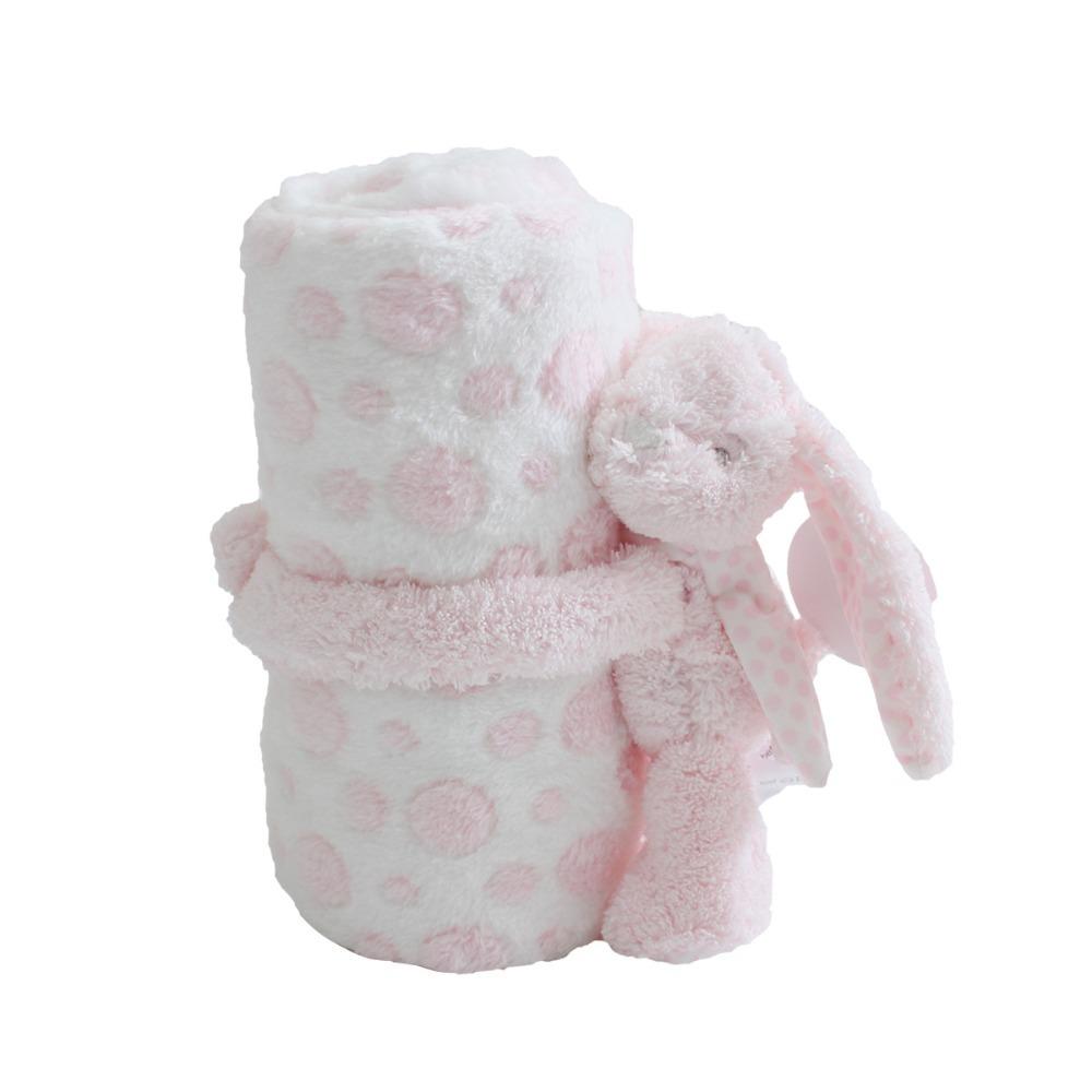 2pcs/set Stuffed Animal Plush Baby Blanket 75*100cm Baby Gift Newborn Baby Sleeping Blanket Bunny Design Flannel