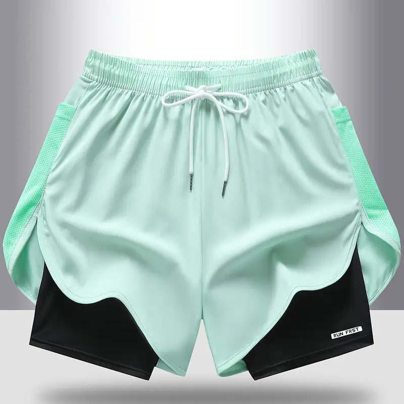 Women's Summer Quick-Dry Breathable Yoga Shorts with Faux Two-Piece Design