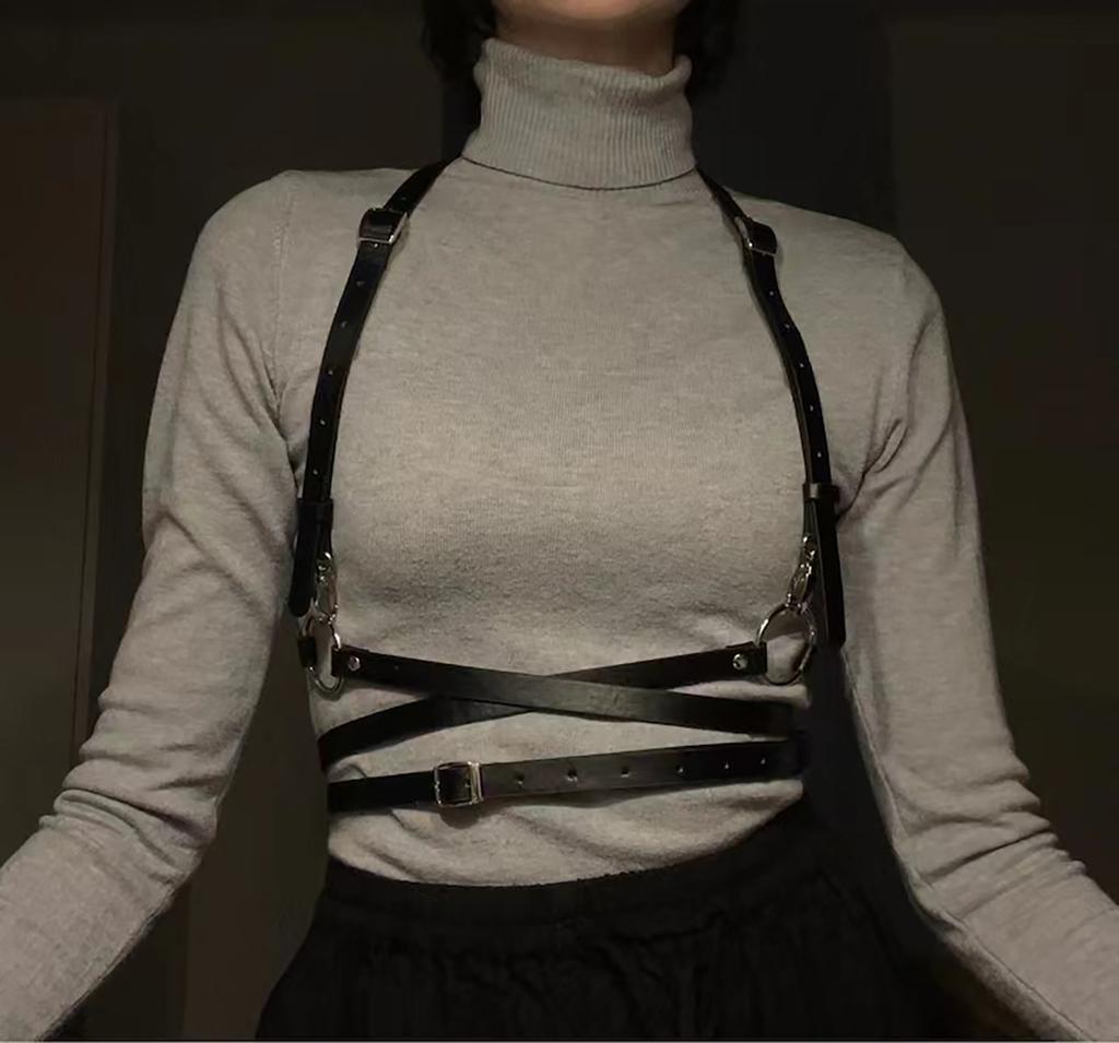 Trendy Dámské Kožené Sexy Spodní Prádlo Bondage Tělesní Postroj Pás Goth Nastavitelná Podprsenka Podvazky Fetišové Oblečení Korzet Popruhy Pásy