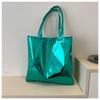 Glossy Tote Bags For Women Fashion High Capacity Shopping Pouch Pu Leather Handbags Shiny Casual Female Purse Girls Shoulder Bag
