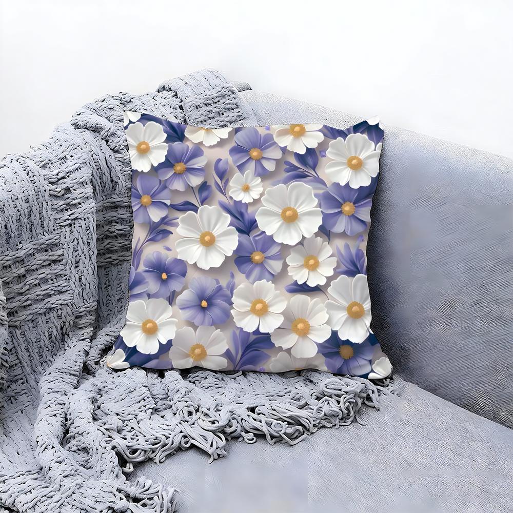 Pretty D Flower Pattern Decor Cushion Cover Premium Comfort Reversible Pillow Cove In One Design for Any Room  Car Interior