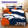 Name Custom Denver Broncos Logo Pattern Bedding Set Quilt Cover Pillowcase Home Decor Gift (1 * Duvet Cover + 2 * Pillowcase, Without Core)