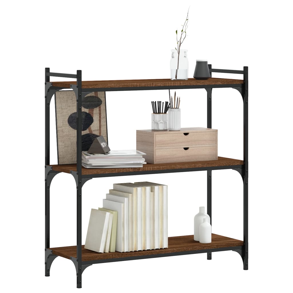 Vidaxl 3-Poziomowy Regał Na Książki, Brązowy Dąb, 80X30X86 Cm