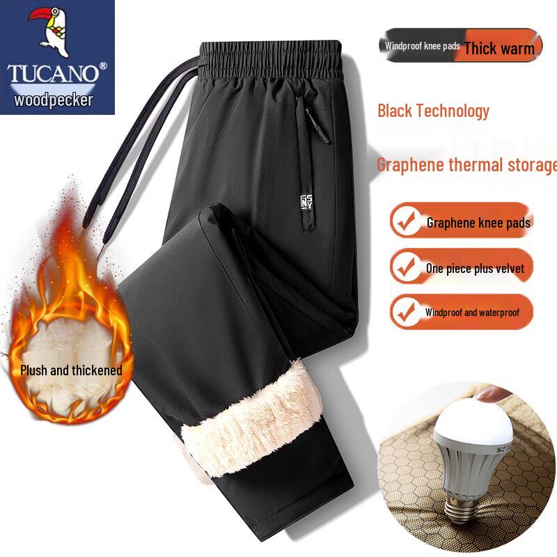 Tucano Unisex Winter Lamb Fleece-Lined Straight-Leg Casual Pants