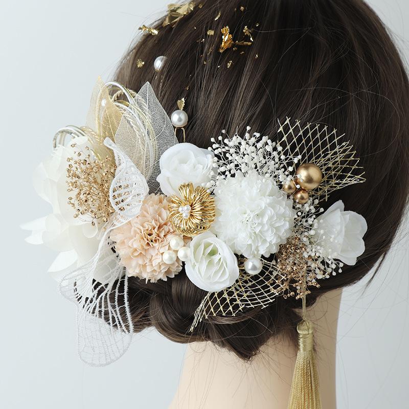 Japanischer Kimono Handgefertigte Stoffblume Haaraccessoires Clip Lolita Haarnadel Kopfschmuck Haarspange Party Sommer Yukata Festvial Deko