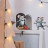 DZ900 Cartoon Zwei Kleine Mäuse Mauseloch Aufkleber zur Verschönerung von Schlafzimmer, Wohnzimmer und Heimwänden nach Belieben