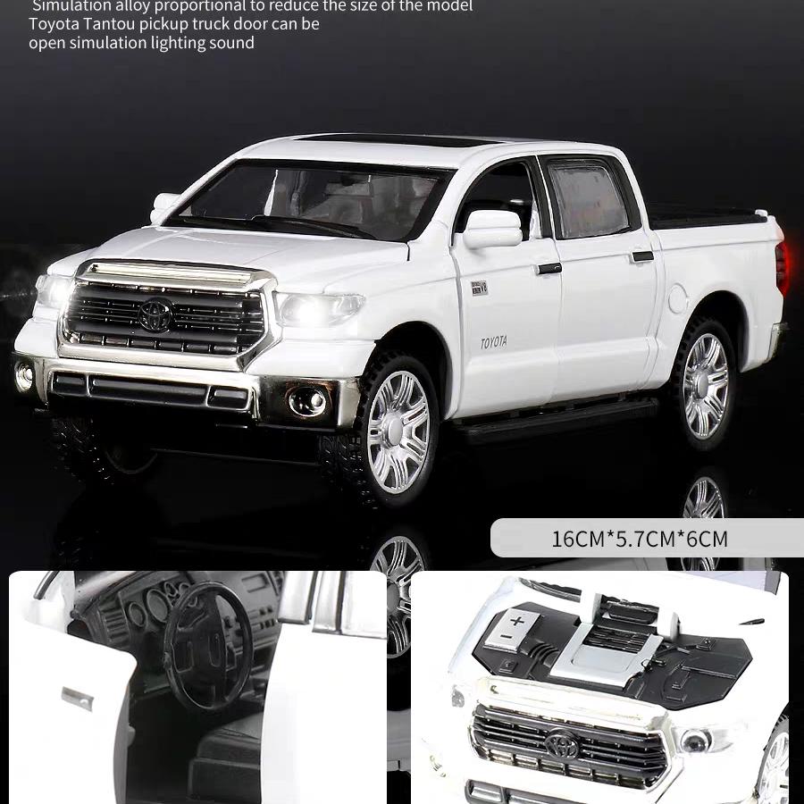 Toyota Tundra Pickup Truck Simulare Diecast și vehicule de jucărie Sunete și lumină Mașină trage înapoi 1:32 Cadouri de aniversare model din aliaj