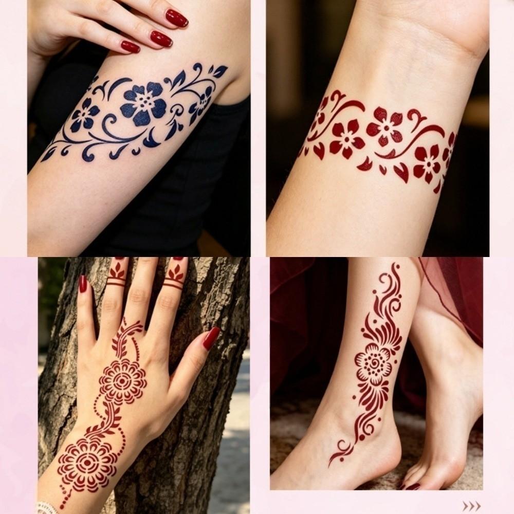 Legs Arm Henna Tattoo Stencil Stickers Mehndi Stickers Henna Tattoo Decals Girls