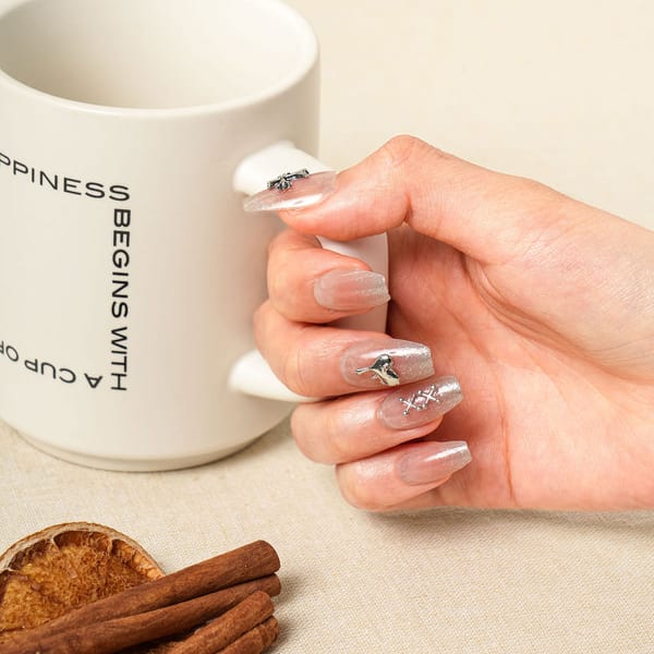 Too Cool For School Real Wear Nail Tip Coffin Romantic Silver
