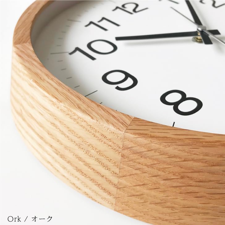 KATOMOKU muku clock 16 Oak km-113OARC Wall Clock with Continuous Second Hand, 30.6cm Diameter (Radio-Controlled Clock)