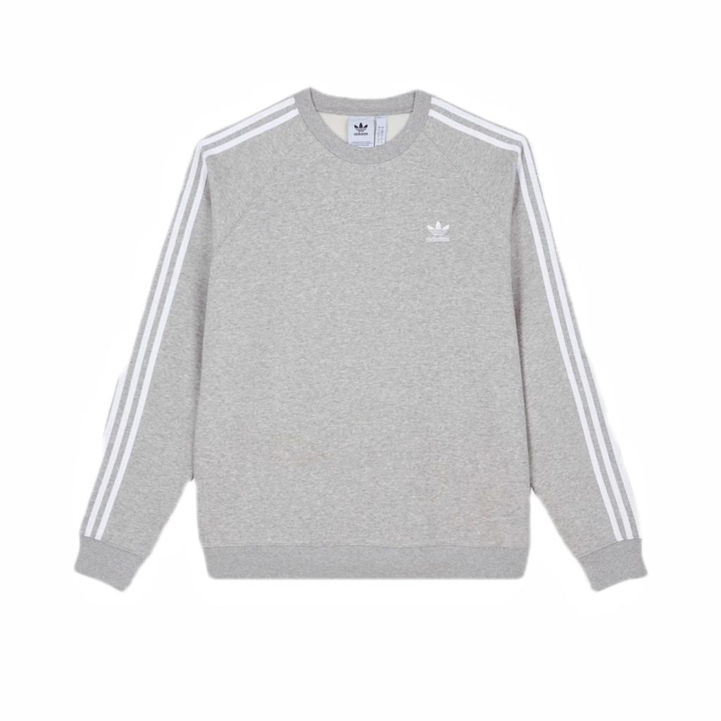 Adidas Originals Three Stripes Color Block Logo Crew Neck Long Sleeve Sweatshirt Men Sweatshirt Gray IM4514