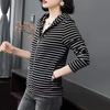 Coats for Women Winter Stripes Oversize Hooded Jacket Loose Casual Coat Top