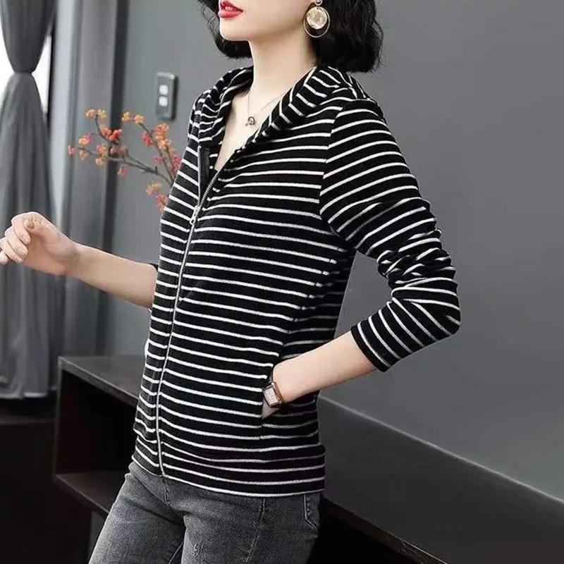 Coats for Women Winter Stripes Oversize Hooded Jacket Loose Casual Coat Top