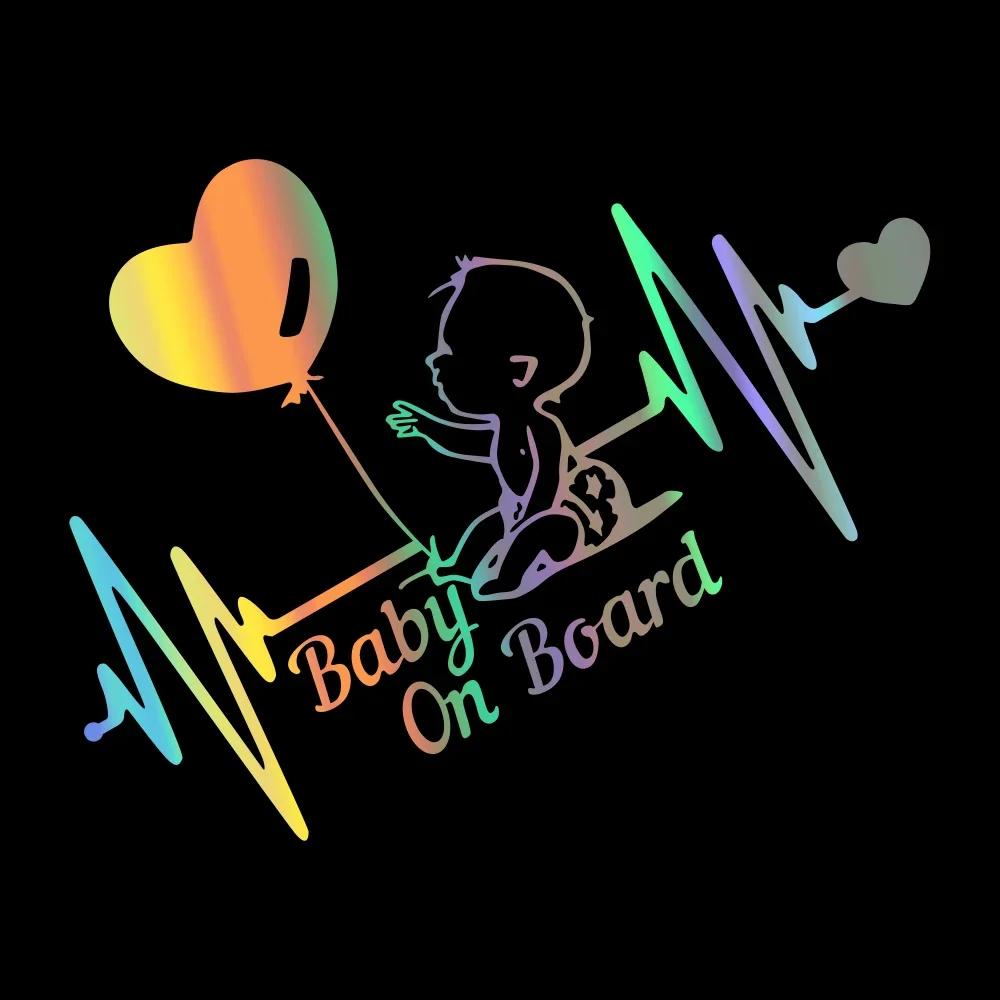 

Heartbeat Balloon Baby on Board Car Sticker 3D Cartoon Baby In Car Auto Window Reflective Decor Decoration Exterior Accessories 20x13cm