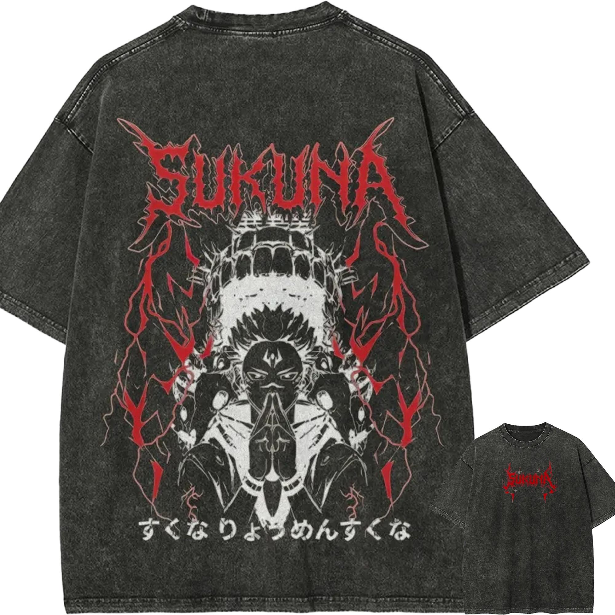 

Sukuna Malevolent Shrine T-shirt Jujutsu Kaisen Metal T Vintage Washed Oversized Retro Anime Harajuku Men Streetwear Graphic Top M