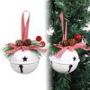 Christmas Bell Ornaments with Pinecones Berries Plaid Bow Rustic Metal Jingle Bells Xmas Tree Hanging Decor for Holiday Door Window Tree Party Decor