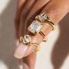 Oval Cubic Zirconia Ring, Yellow Gold Plated Ring Floating Gem Ring East West Unique Sideway Oval Cut Ring,