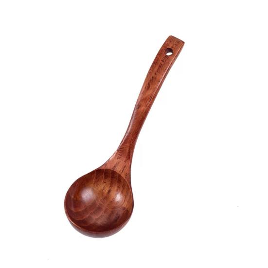 Heat-Resistant Soup Serving Ladle Anti-scald Handle Wood Cooking Utensils Soup Spoon Kitchen Tool