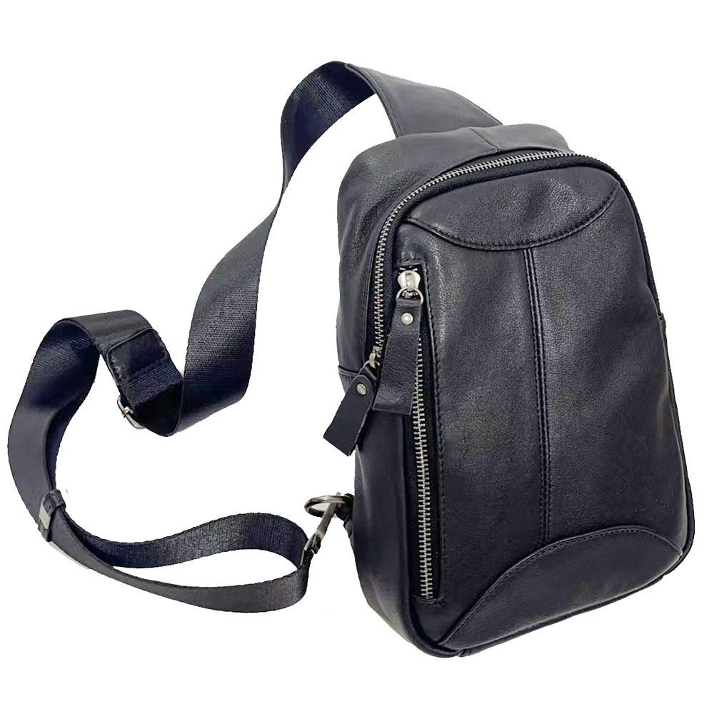 

Мужская нагрудная сумка, мужская сумка из натуральной кожи, повседневная сумка через плечо, сумка-мессенджер большой вместимости, черная воловья кожа. чёрный
