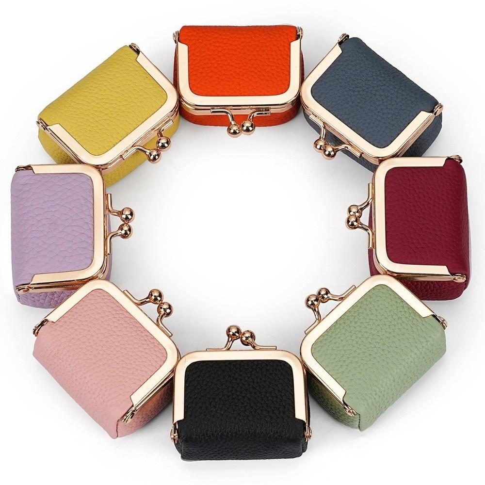 Square Kiss Lock Coin Purse PU Leather Small Item Bag Elegant Leather Jewelry Bag  Storage