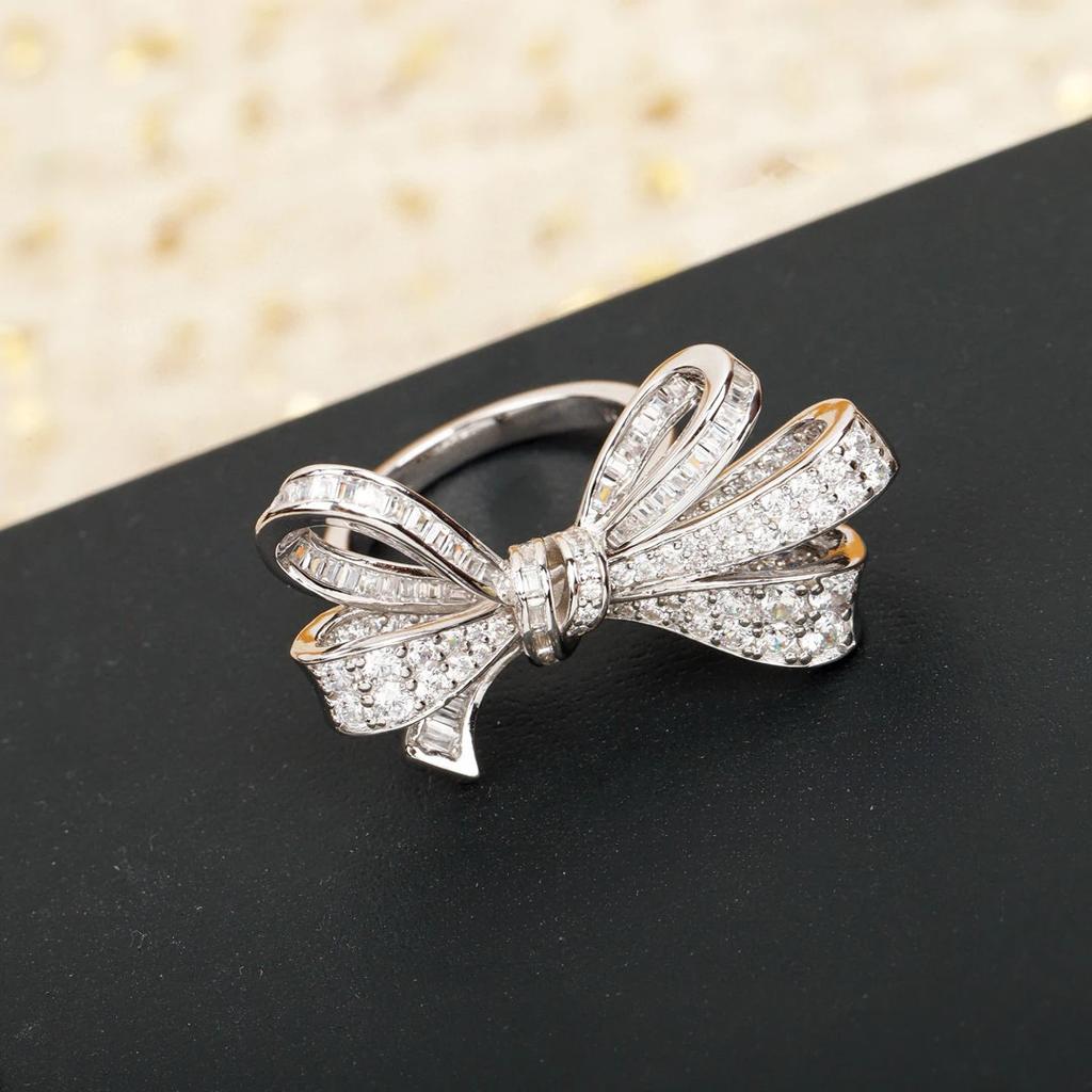New Hot Brand Vintage Women's Rings Luxury Jewelry For Women Bowknot Type Designer Fashion Pure 925 Silver Lady Party Rings