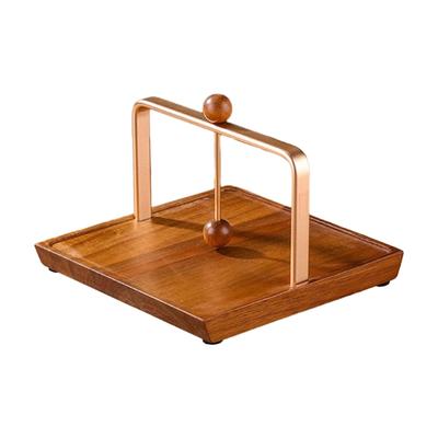 Durable Wooden Iron Tissue Rack Functional Tissue Storage Holder Elegant Tissue Case Desktop Ornament for Coffee Shop