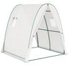 Polytunnel Greenhouse with Sandbags, Walk-In Tunnel Green House with 2 Doors and Screen Windows, 1.8 X 1.8 X 2m, White