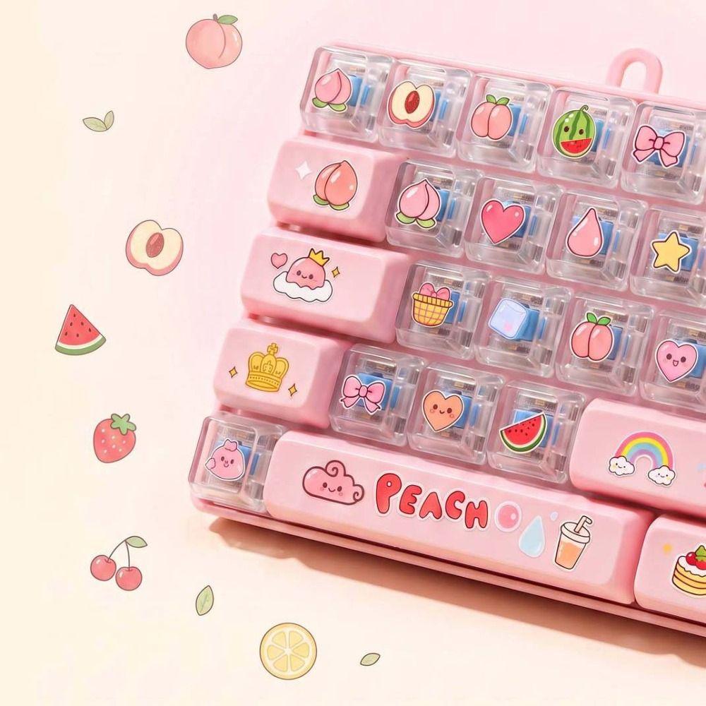 Cute Design Mini Keyboard Pendant Transparent Dual-Tone Keyboard Keychain  Desktop Decoration