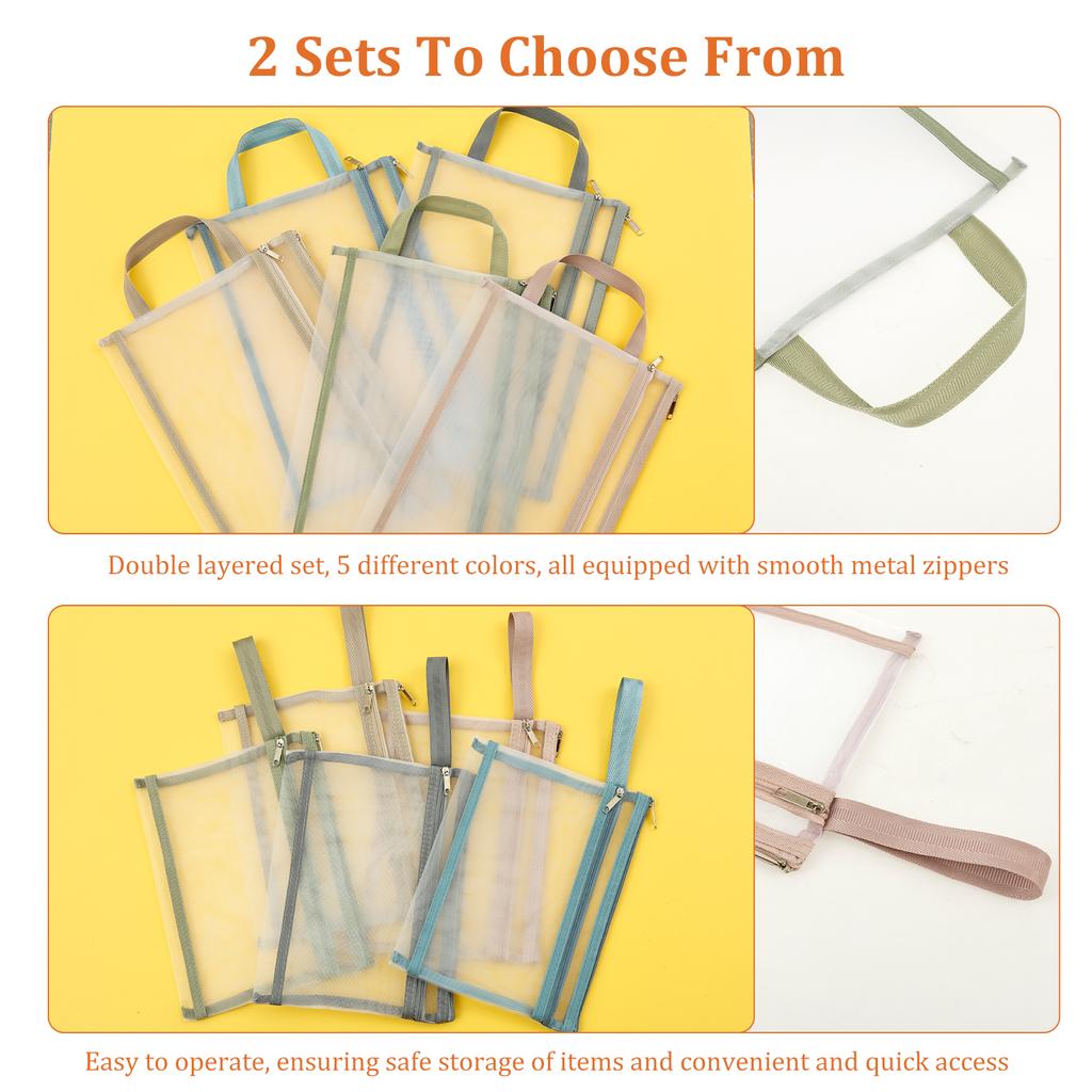Single or Double Layer A4 A5 File Pouch Breathable See Through Document Storage Bag With Side Handle for Building Block School
