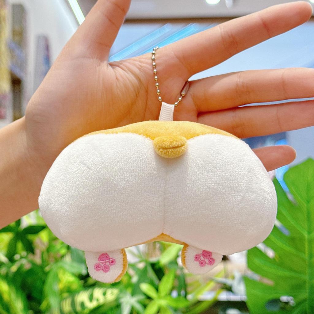 Creative Plush Corgi, Pig, and Cat Butt Keychain Pendant Charm for Women