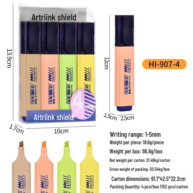 Large Capacity Fluorescent Highlighter Pens for Students - Light Colors