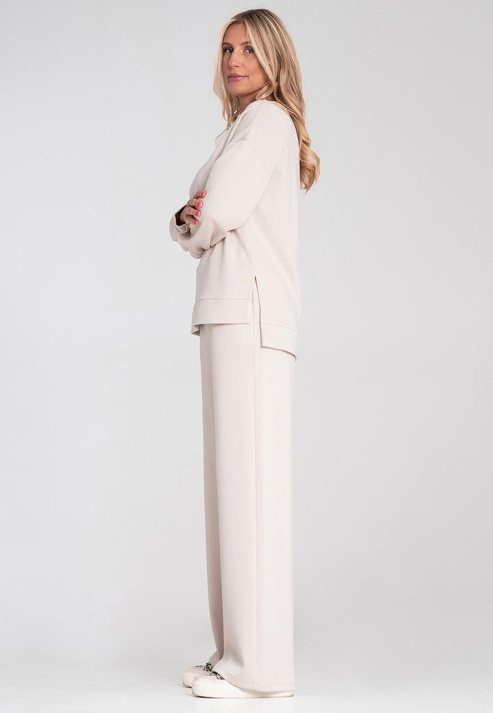 Elegancki Dres Damski - Komplet Bluza I Spodnie - Beżowy M1250 R. M