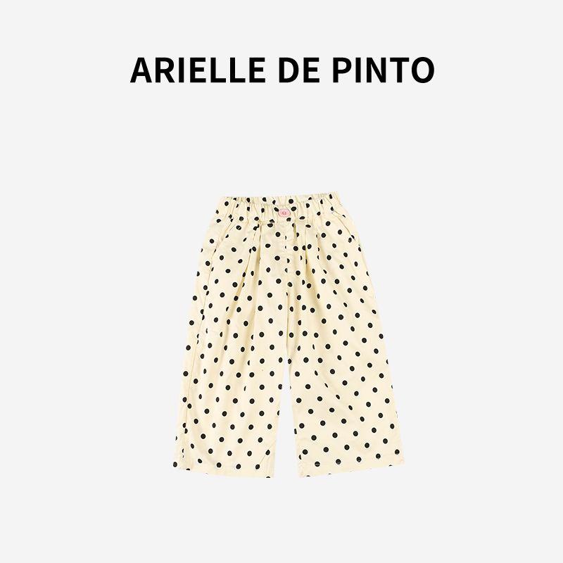 French Arielle De Pinto Girls  Casual Polka Dot Wide-Leg Pants Summer Fashion New Versatile Pants Dot 140