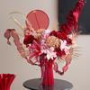 Ceramic Vase Geometric Fold Pattern Red Flower Vase Floral Arrangement Accessories Terrarium Home Decoration Accessories