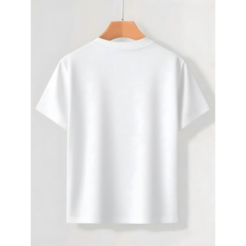 European Sizes Boys' And Teenager T-Shirt, Trendy Logo Cat And Bread Print, Short Sleeve Design, Suitable for Indoor Outdoor Casual And Sports Scenes