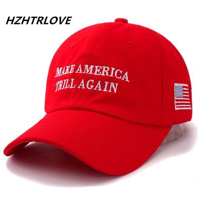 High Quality Letter MAKE AMERICA TRILL AGAIN Snapback Cap Cotton Baseball Cap For Unisex Women Adjustable Hip Hop Dad Hat Bone
