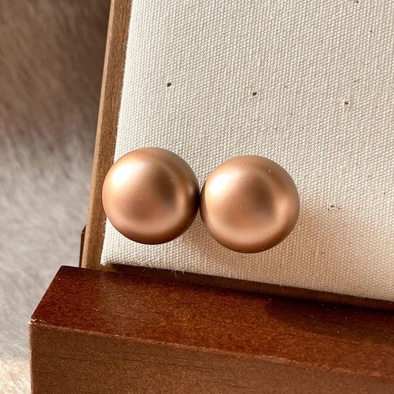 Flat And Round Steamed Bread Beads Matte Texture Pearl Stud Earrings Temperament Niche Earrings Domestic Shijia Pearl Earrings Women