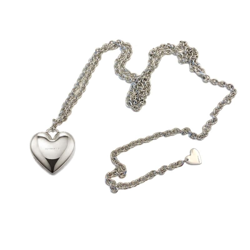 Beads Necklaces Heart Pendant Choker Alloy Material Long Shoulder Strap Jewelry Cloth Accessories Perfect for Woman Girl