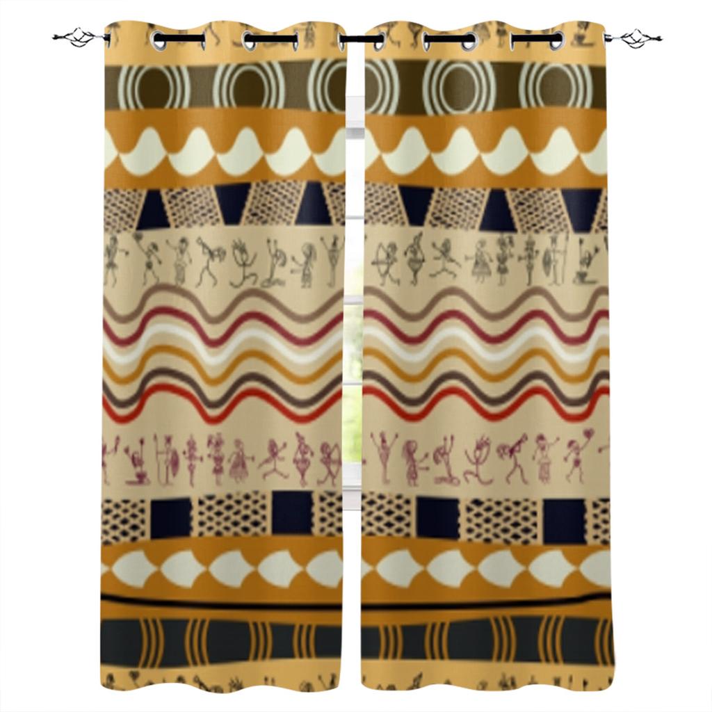 Ethnic Tribal Geometric Pattern Window Curtain For Living Room Bedroom Luxury Home Kitchen Decor Items Curtains