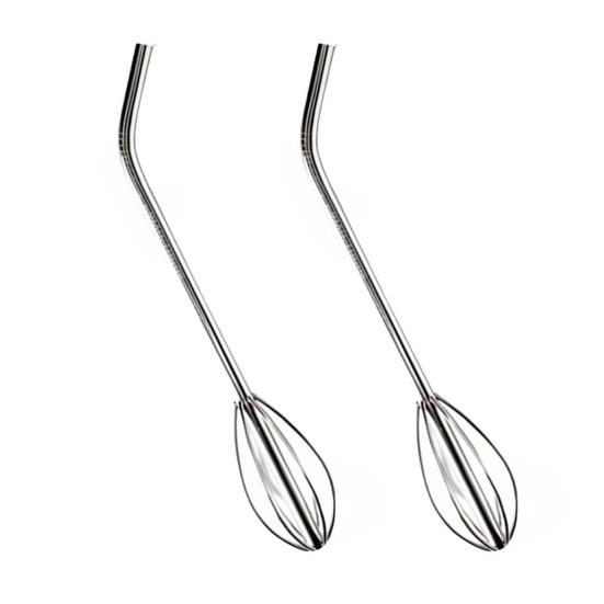 2-in-1 Stainless Steel Straw And Blender Flexible Reusable Whisk Straw for DIY Creative Shapes Kitchen Essential for Coffee Shops Restaurants