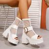 Hollow Martin Boots Summer Thin Breathable Mesh Single Boots 22 Years New Belt Buckle Thick Sole Thick Heel Short Boots