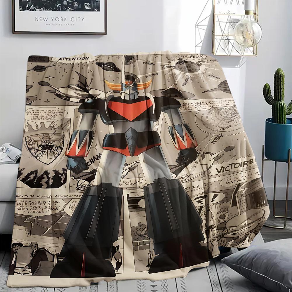 1PC Grendizer Goldorak Print Flannel Blanket, High quality Comfortable for All Seasons, Home Decor, Warmth and Comfort, Perfect for Christmas Gifts