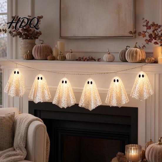 Halloween Themed Decorations Glowing Ghost Hanging Decor Spooky Light Up Ornament
