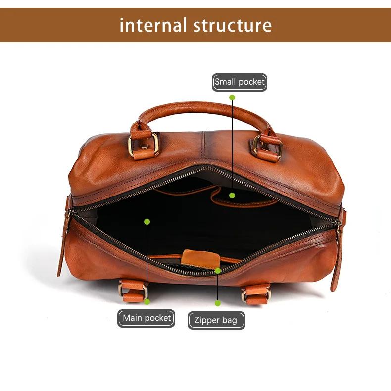 Johnature Damen Reißverschluss Handtasche Lässige Tragetasche Echtes Leder Große Kapazität Vielseitige Umhängetaschen