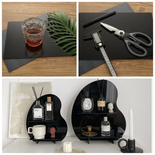 Yanuki 4-Piece Set of 2mm Black Acrylic Sheets, A3 Size, with Protective Film, Perfect for Painting, DIY Projects, and Education. Durable.