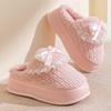 Women's Lace-Trimmed Cotton Slippers - Cozy, Thick-Soled, Plush for Indoor & Outdoor Wear - Stylish, Warm Autumn/Winter Footwear.