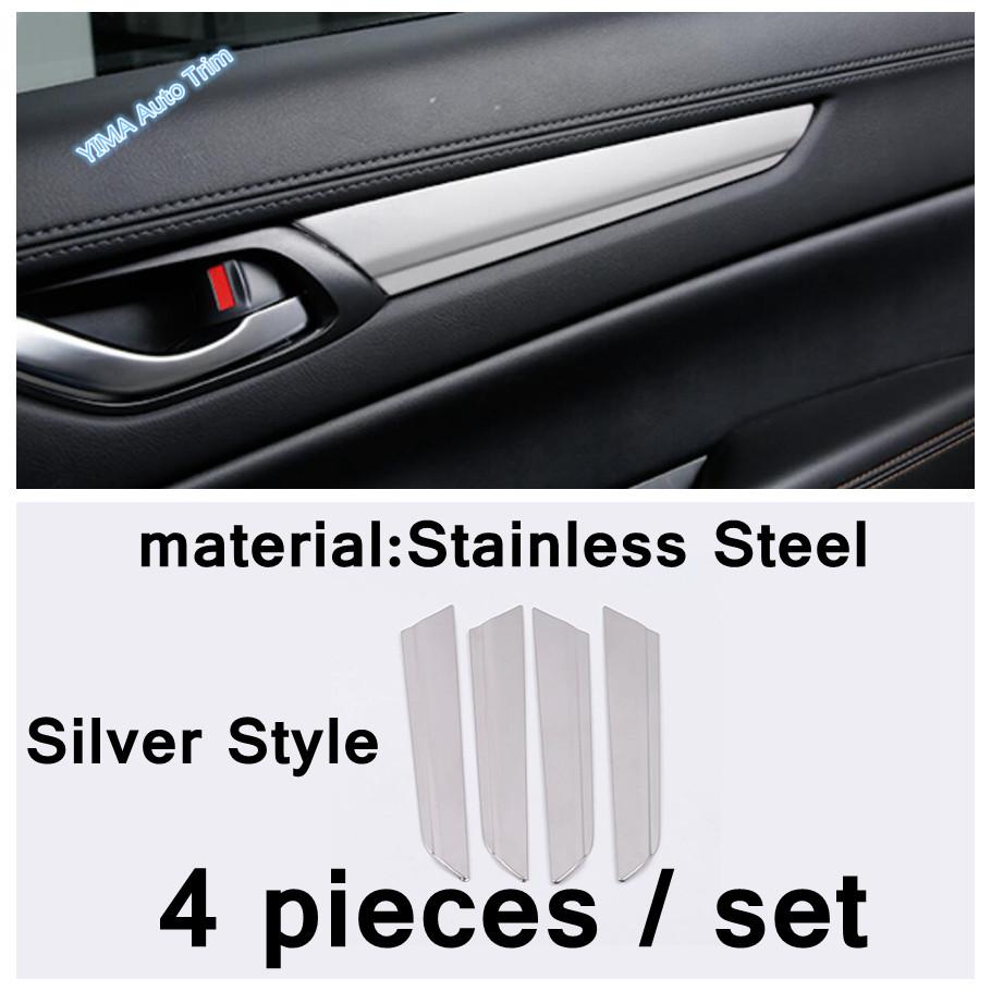 Door Handle Bowl / Window Lift Button / Water Cup Holder Cover Trim For Mazda CX-5 2017 - 2024 Silver Car Interior Accessories