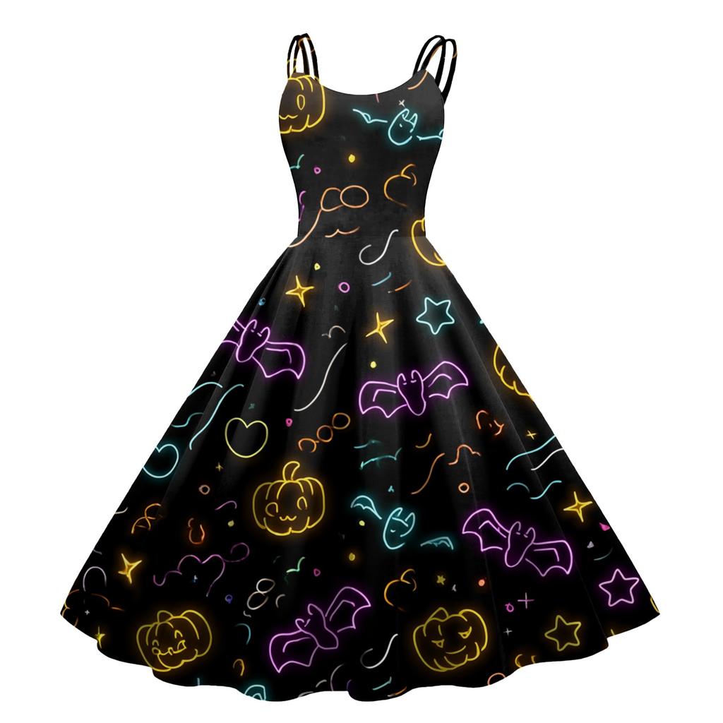 Kvinners Halloween-trykk Sexy Off-The-Shoulder Punk Vintage Kjole