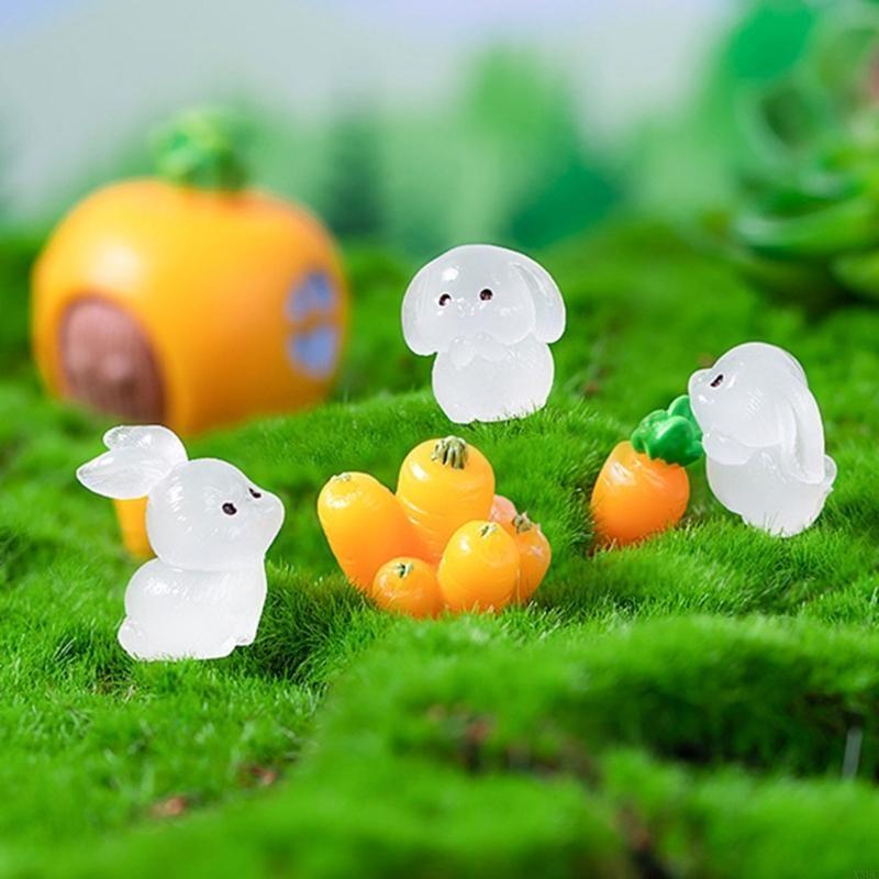 Pack of 8 Stylish Nightlight Animal Figurines Luminous Rabbit Miniatures Figurines Versatile Home Desk Decorations X3UC