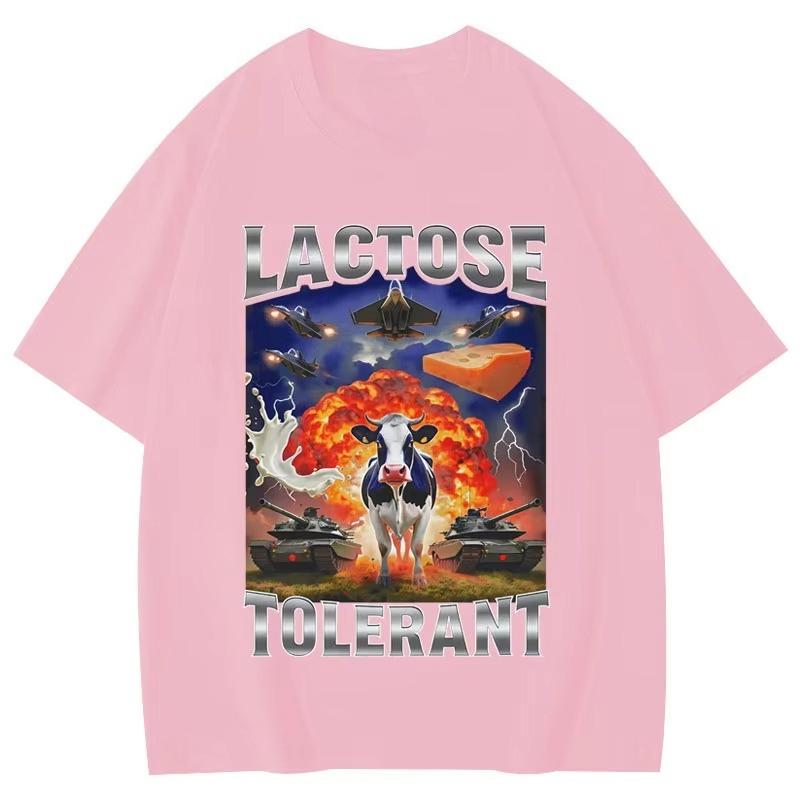 

Lactose Tolerant Funny Cow Meme Graphic T Shirts Men s Women s Fashion Vintage T-shirts High Quality Cotton Short Sleeve T-shirt S